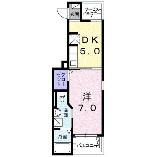 カーサ グラシアス(1DK/3階)の間取り写真