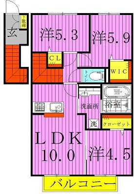 エテルナI(3LDK/2階)の間取り写真