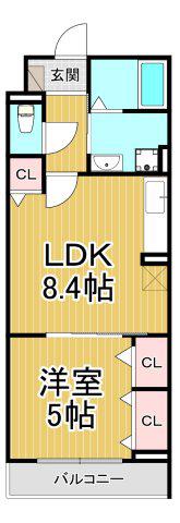 ヒカルサ尼崎神崎町(1LDK/3階)の間取り写真