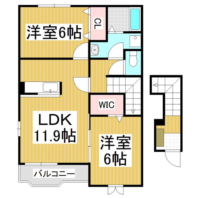 アーバンコートA(2LDK/2階)の間取り写真