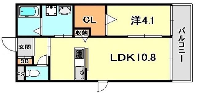 クレセントハイム(1LDK/1階)の間取り写真