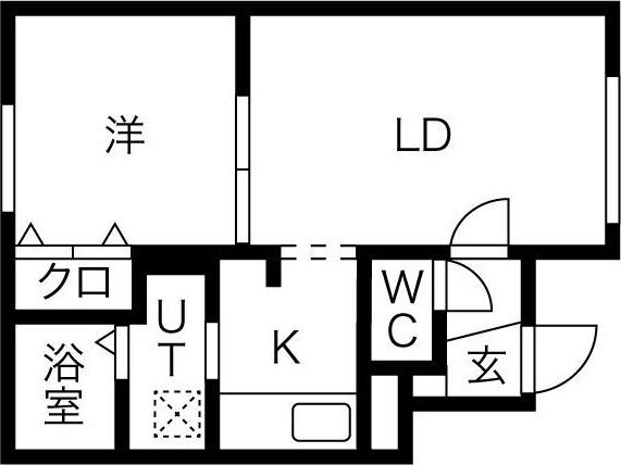 ブランノワール澄川(1LDK/2階)の間取り写真