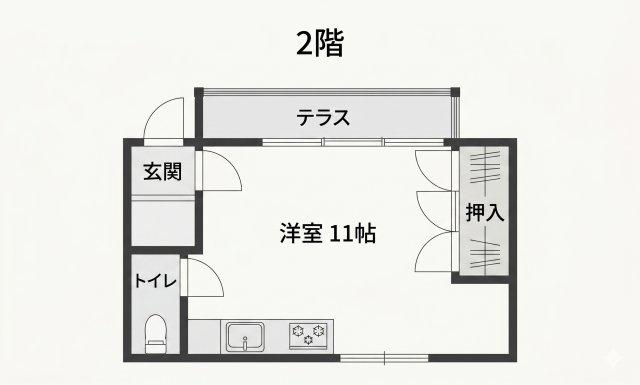 高橋荘(ワンルーム/2階)の間取り写真