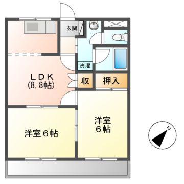 ファーストロード(2DK/2階)の間取り写真