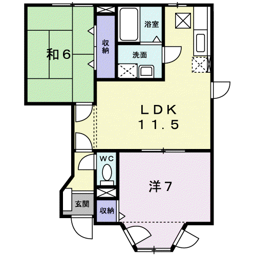 ロジュマンII番館(2LDK/1階)の間取り写真