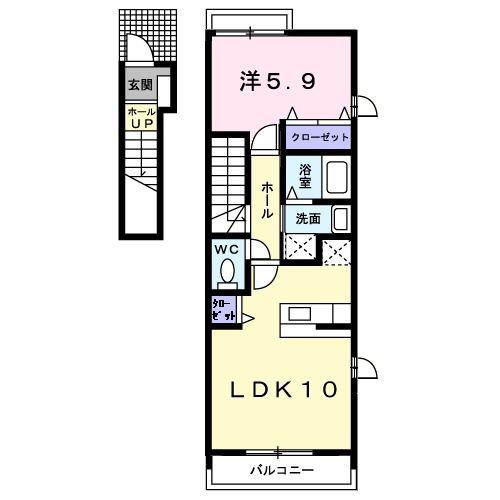 サン・バーディ(1LDK/2階)の間取り写真