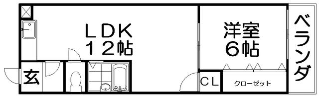 レオハイム長尾III(1LDK/6階)の間取り写真