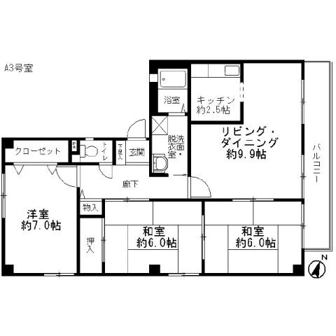 パークファイブA棟(3LDK/2階)の間取り写真
