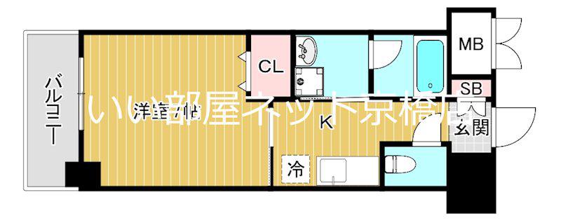 CASA・京橋(1K/9階)の間取り写真