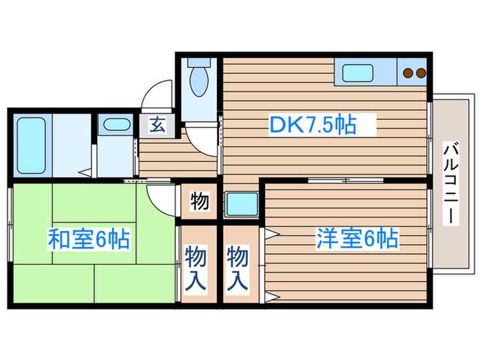 スコーレ南染師町B(2DK/2階)の間取り写真