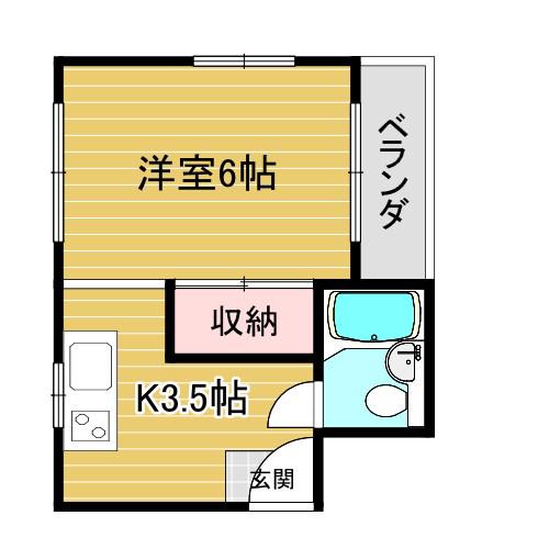 第2ランスロットハイツ(1K/4階)の間取り写真