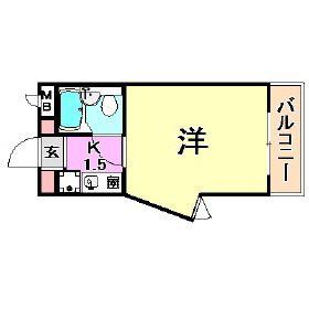 ロマネスク御影(ワンルーム/3階)の間取り写真