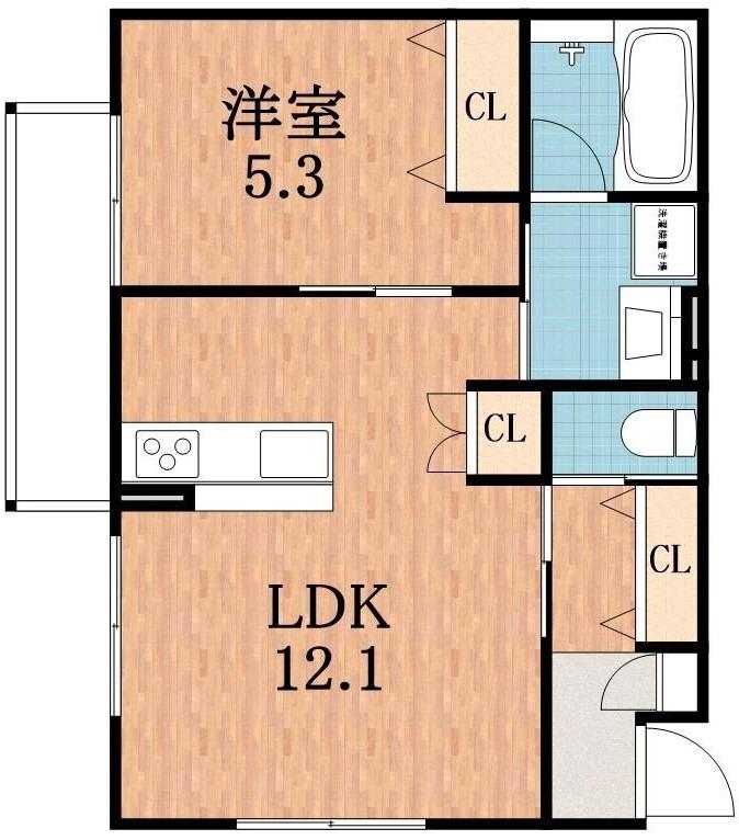 メゾンドヒロ(1LDK/1階)の間取り写真