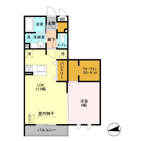 CASA COMFORT B(1LDK/3階)の間取り写真