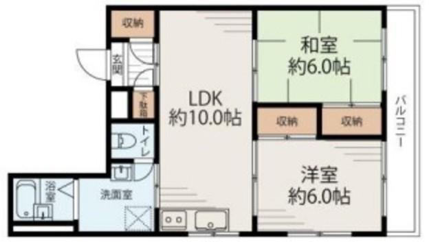 戸井田ビル(2LDK/2階)の間取り写真