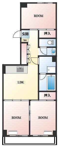 フォンテーヌ中野(3LDK/1階)の間取り写真