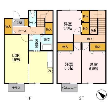 サンパティークB(3LDK/1階)の間取り写真