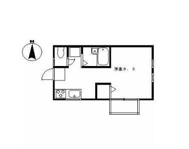DフラットII(ワンルーム/1階)の間取り写真