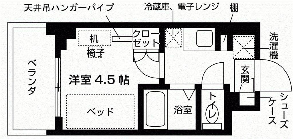 キャンパスヴィレッジ西宮門戸厄神(ワンルーム/2階)の間取り写真