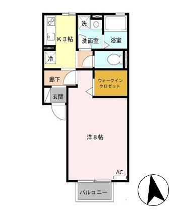 サルドセジュール2番館(1K/2階)の間取り写真