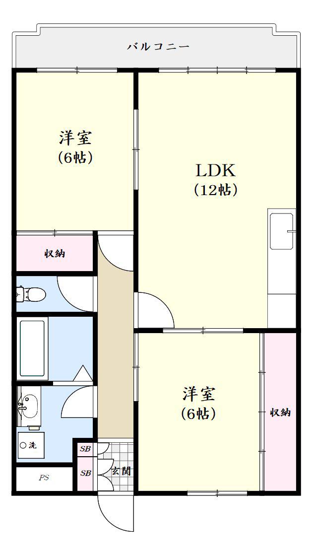 フォンテーヌ(2LDK/2階)の間取り写真