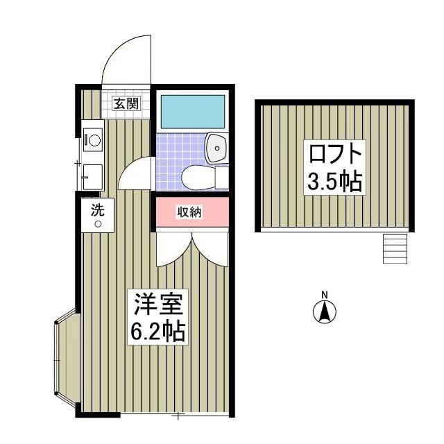 サニ-サイド三田南 A(ワンルーム/2階)の間取り写真