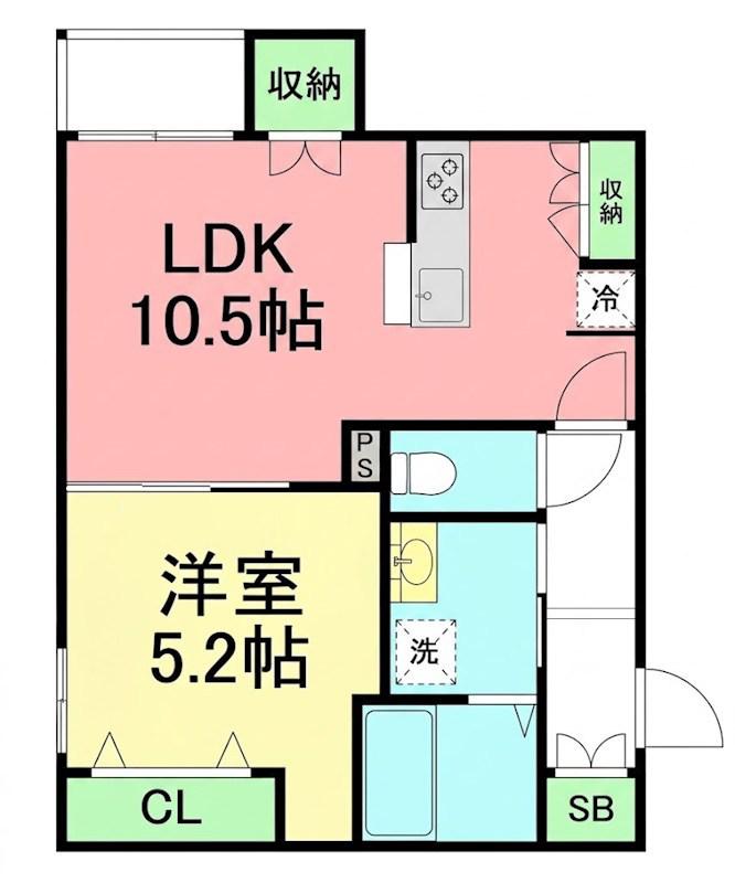 BELLE CLOCHETTE(1LDK/1階)の間取り写真