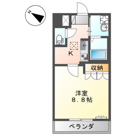 中宿ベース(1K/1階)の間取り写真