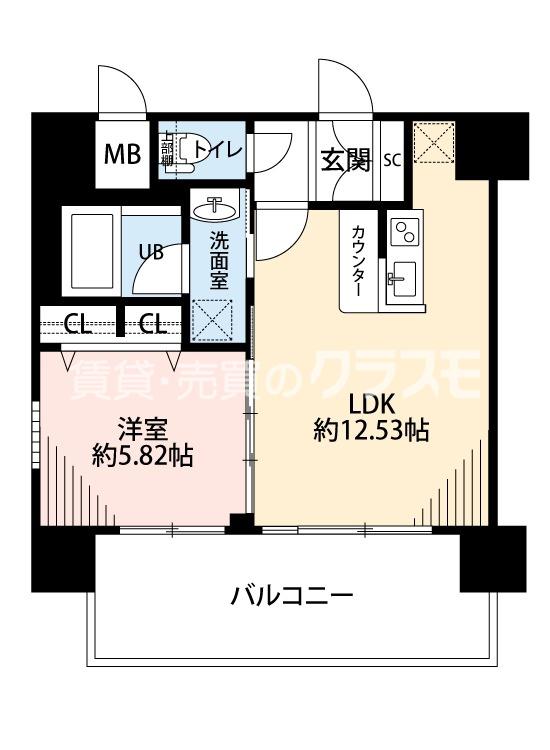 プレジオ難波ウエスト(1LDK/8階)の間取り写真