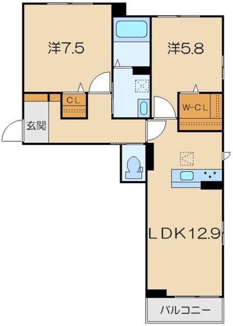 メゾンマービー(2LDK/1階)の間取り写真