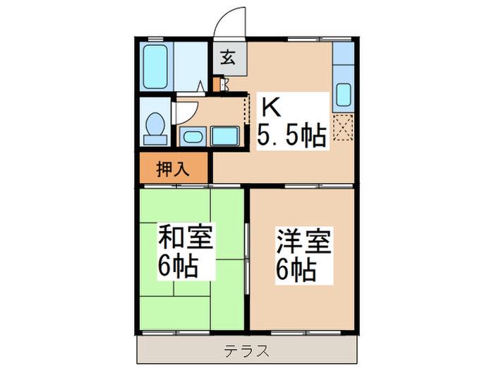 パストラルK(2K/1階)の間取り写真