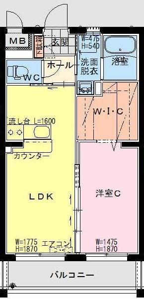 MAISON・GLYCINE(1LDK/1階)の間取り写真