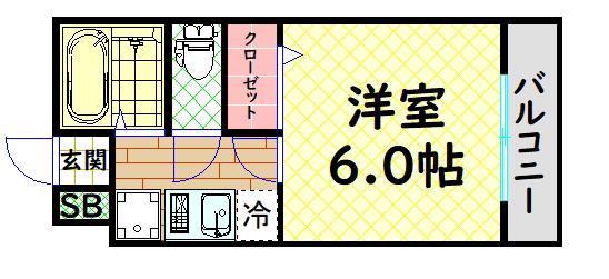 ヴィラージュ窪田(1K/2階)の間取り写真