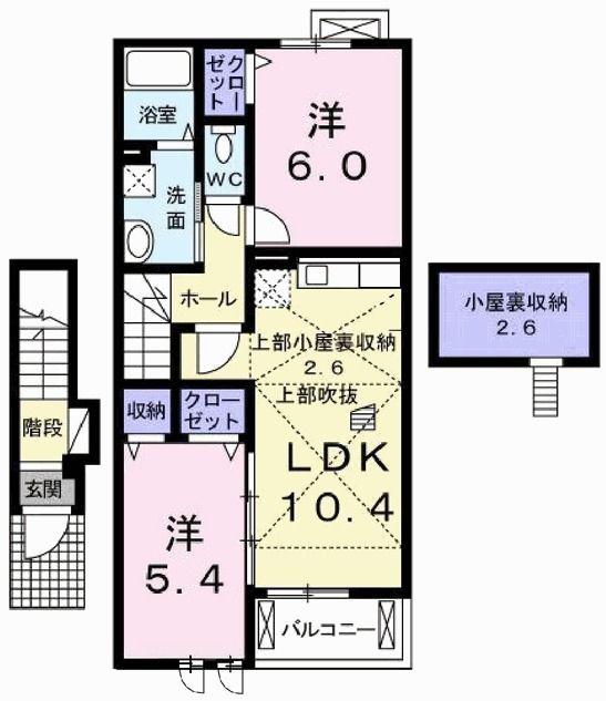 アバンツァート河原(2LDK/2階)の間取り写真