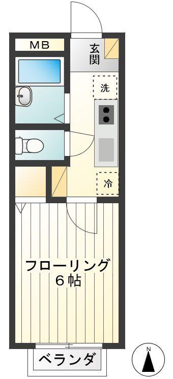 マイシュロスグレー(1K/1階)の間取り写真
