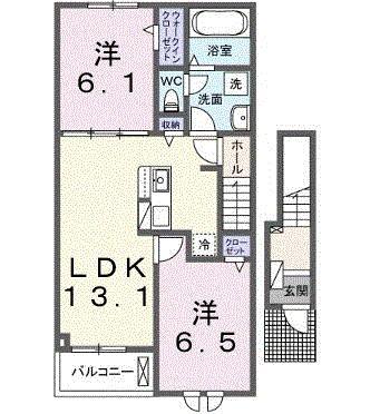 グリフィンドールII(2LDK/2階)の間取り写真