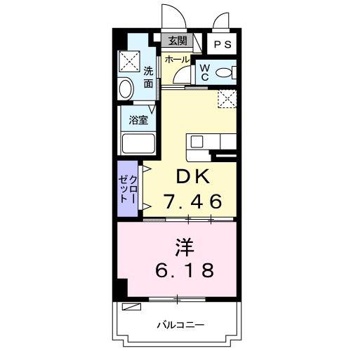 BCガーデンパレスI(1DK/3階)の間取り写真