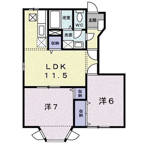 リバティB(2LDK/1階)の間取り写真