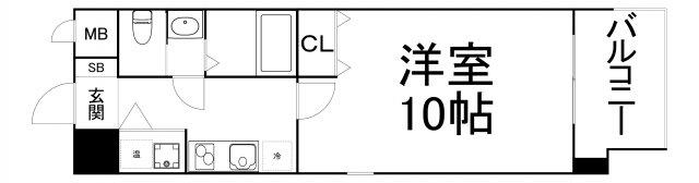 エス・キュート平野町(1K/8階)の間取り写真