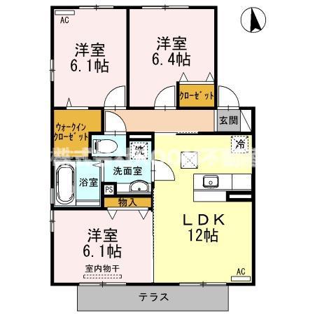 メゾン・ヴェールA・B(3LDK/2階)の間取り写真