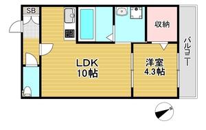 フォルモント須磨(1LDK/2階)の間取り写真