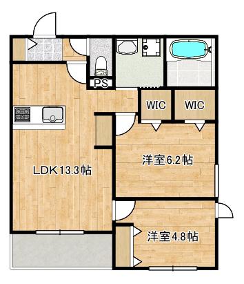SHAIN MUTSUMIシャインムツミ(2LDK/1階)の間取り写真