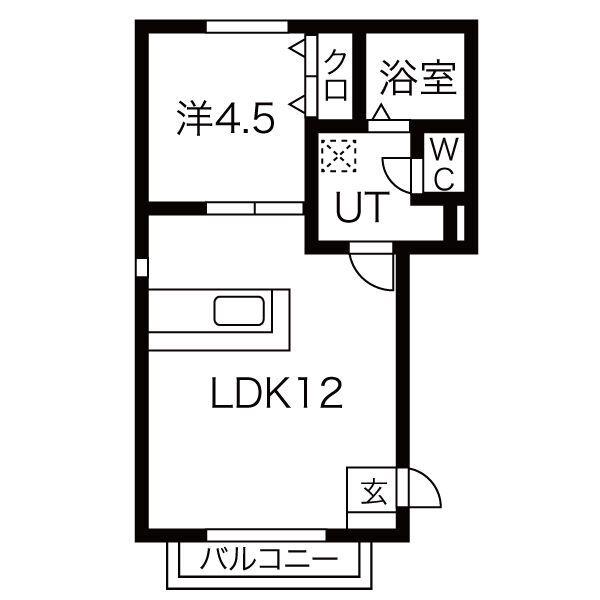 リバーサイド花長B棟(1LDK/2階)の間取り写真