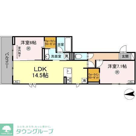 D-ROOM樋井川4丁目(2LDK/3階)の間取り写真
