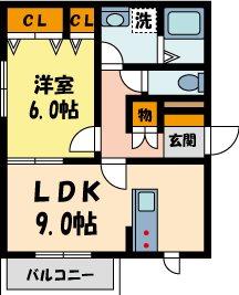 ラ・カーサ夙川(1LDK/1階)の間取り写真