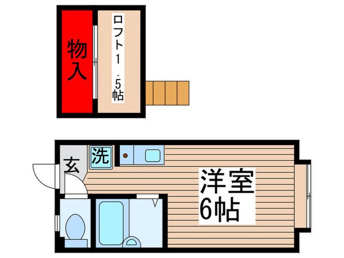 パンシオンユーカリが丘2(ワンルーム/1階)の間取り写真
