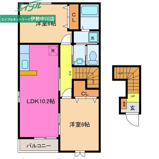 ポラリスC棟(2LDK/2階)の間取り写真