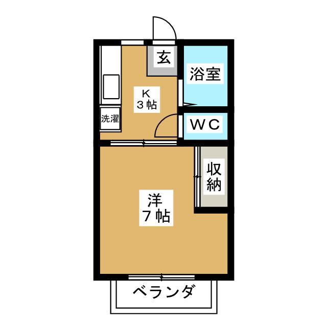 オオクラハイツ(1K/2階)の間取り写真