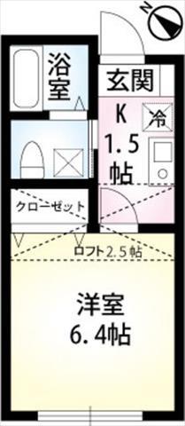 グラッソ・汐入(1K/1階)の間取り写真
