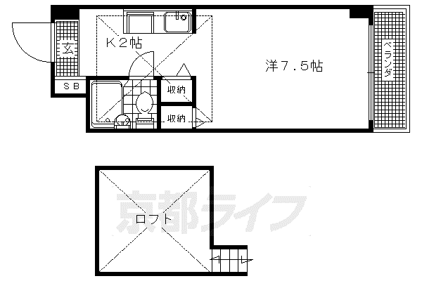 アサヒハイツ(1K/4階)の間取り写真